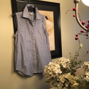 Paper Crane blue pinstripe sleeveless blouse sz M